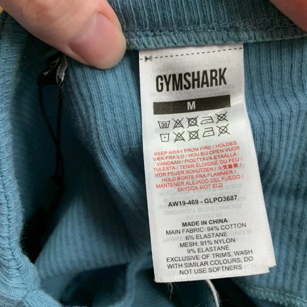 Gymshark Ribbed Long Sleeve Top Womens Size Medium Cutout Thumb Hole Athletic‎